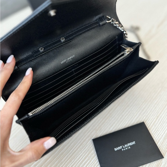 Saint Laurent Black Chevron Leather Clutch - Picture 5 of 6